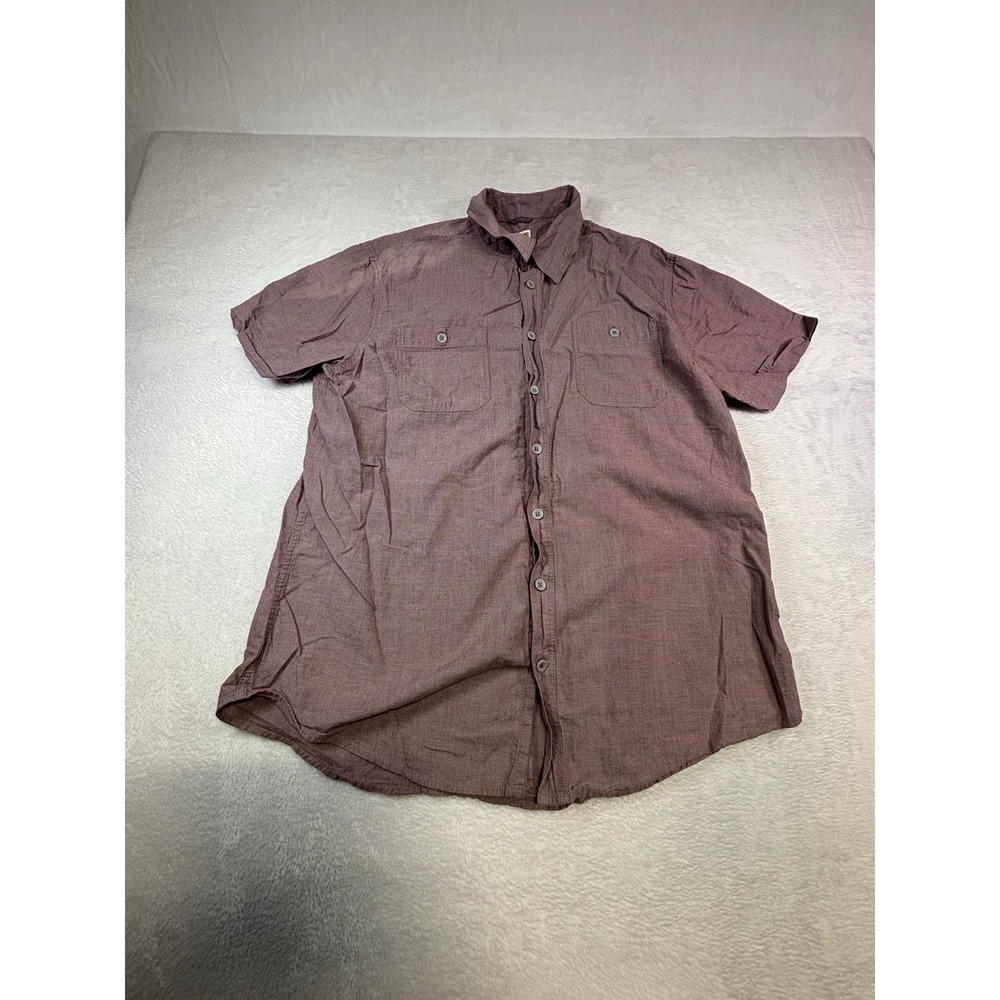 Mossimo Supply Co Mens XL Red White Fine Stripe Button Up Shirt Athletic Fit